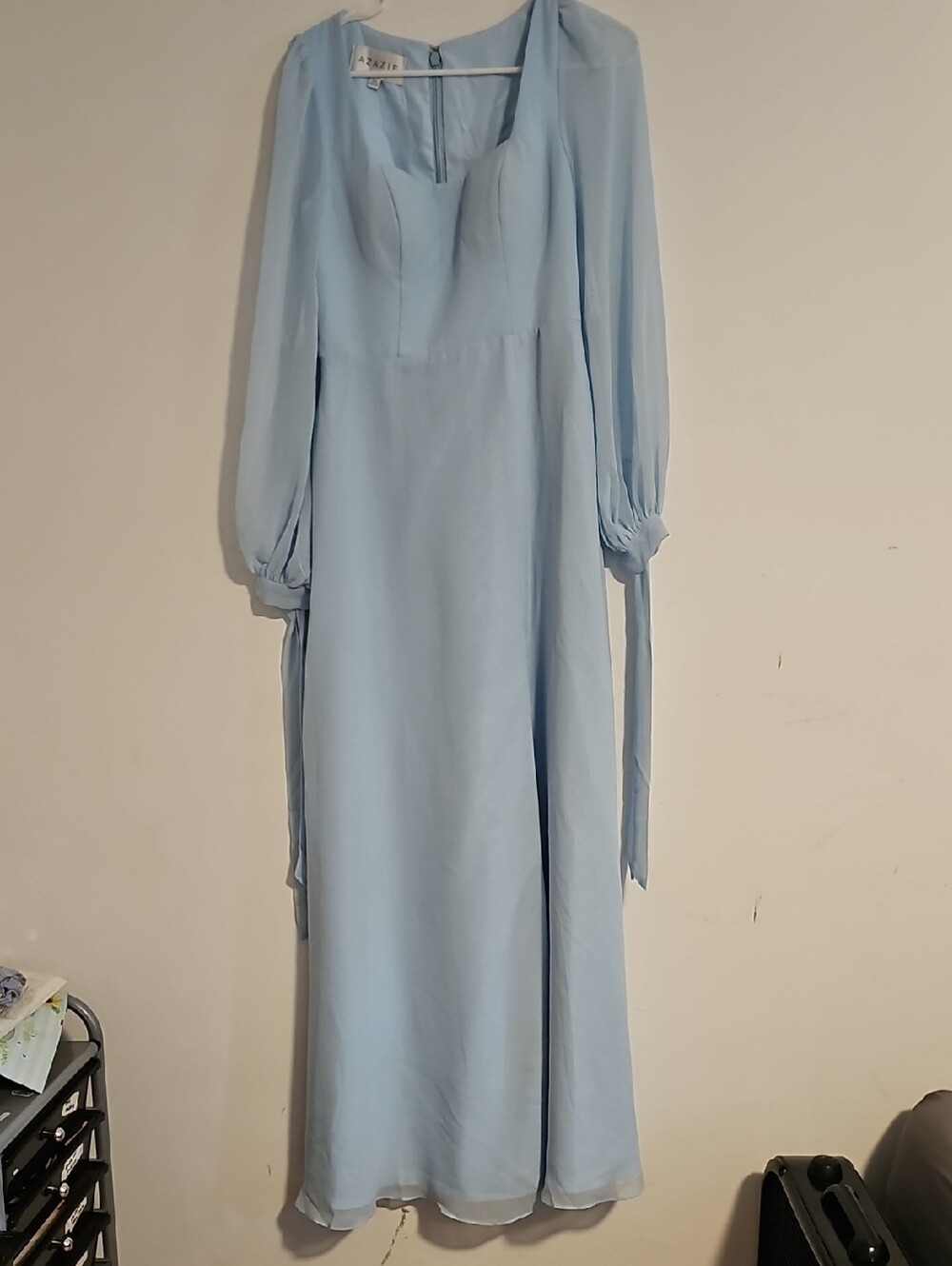 Azazie Light Blue Long Sleeve Maxi Dress
